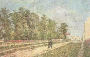 Vincent Van Gogh Outskirts of Paris:Road with Peasant Shouldering a Spade (nn04) oil